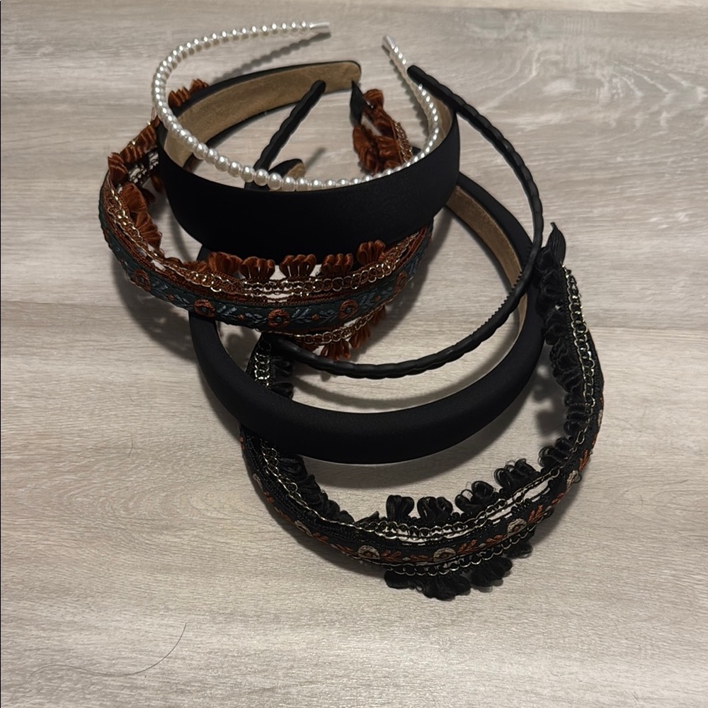 NWOT Elegant Black and Brown Headbands Set